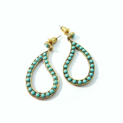 Gold plated Open Drop Dangles with Turquoise